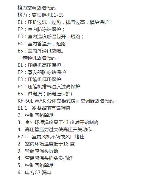 格力单冷F1挂机空调出现故障码，该如何快速解决？